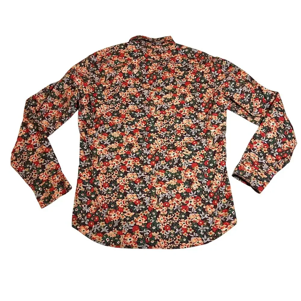 J. Crew Mens Secret Wash Shirting Slim Untucked Floral Button Shirt Size S Short